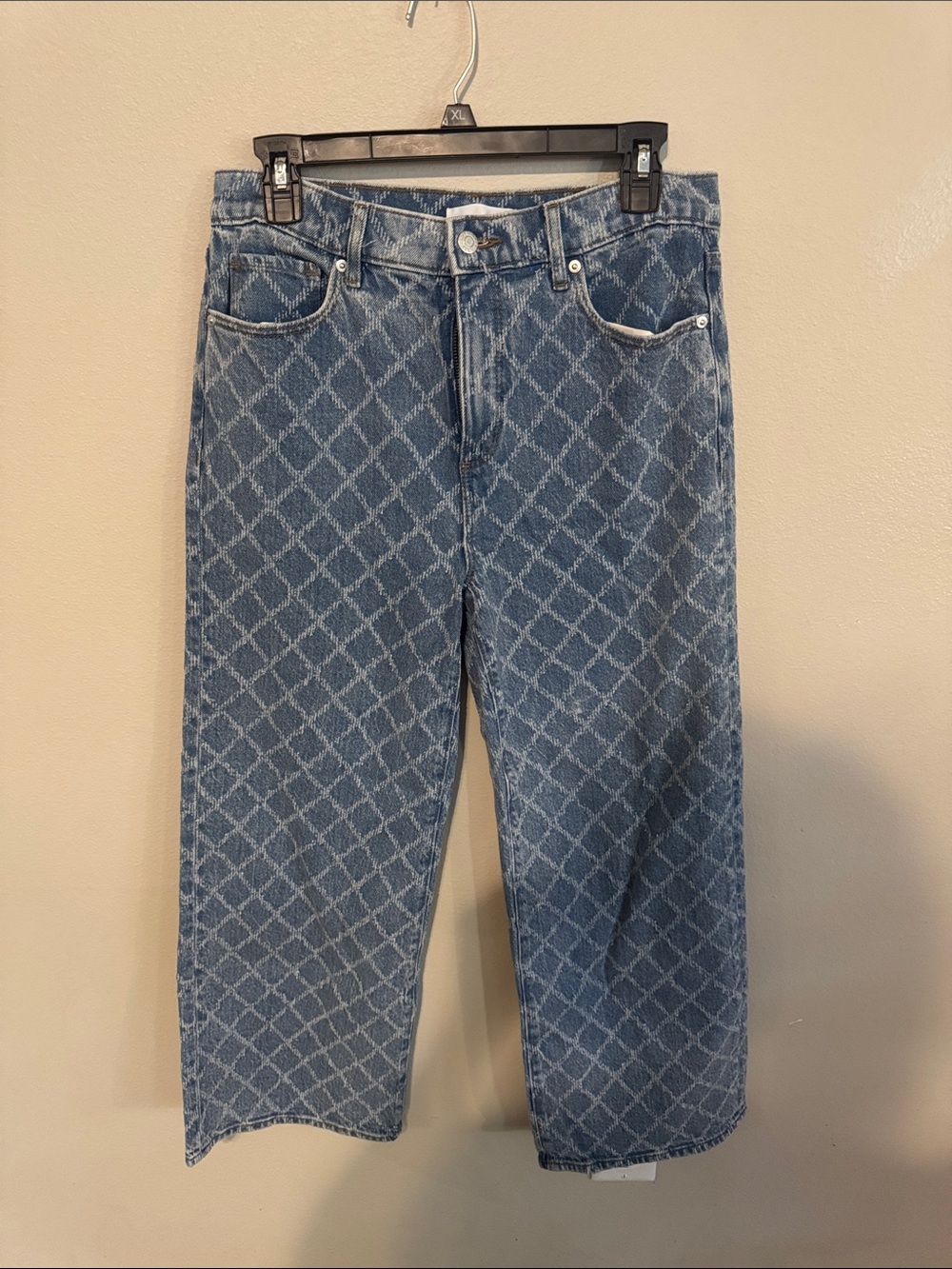 LOFT Blue Patterned Relaxed Jeans